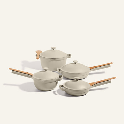 Beige non toxic ceramic nonstick always pan, Perfect Pot, Mini non toxic ceramic nonstick always pan, Mini Perfect Pot, Cookware Set bundle