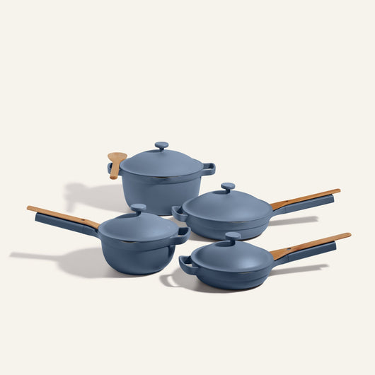 Blue non toxic ceramic nonstick always pan, Perfect Pot, Mini non toxic ceramic nonstick always pan, Mini Perfect Pot, Cookware Set bundle