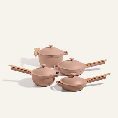 Pink non toxic ceramic nonstick always pan Perfect Pot Mini non toxic ceramic nonstick always pan Mini Perfect Pot Cookware Set bundle