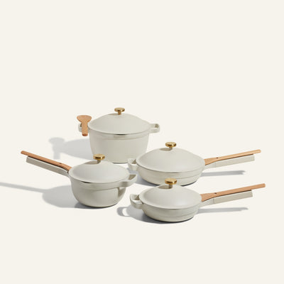 White Always Pan, Perfect Pot, Mini Always Pan, Mini Perfect Pot, Cookware Set bundle