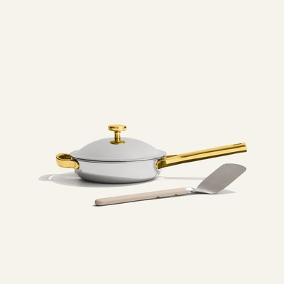 gold titanium mini always pan pro non toxic frying pan with stainless steel spatula