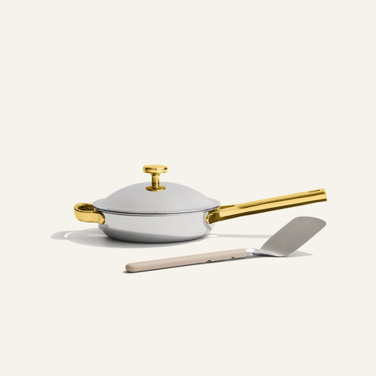 gold titanium mini always pan pro non toxic frying pan with stainless steel spatula