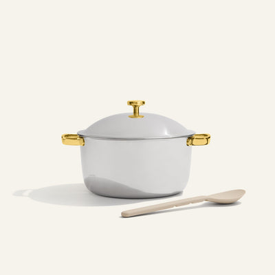 gold titanium perfect pot non toxic nonstick dutch oven pro with silicone spoon