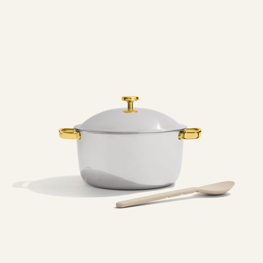 gold titanium perfect pot non toxic nonstick dutch oven pro with silicone spoon