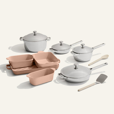 chrome titanium perfect pot pro, mini perfect pot pro, mini always pan pro non toxic frying pan, always pan pro non toxic frying pan and pink bakeware set with silicone spoon and stainless steel spatula
