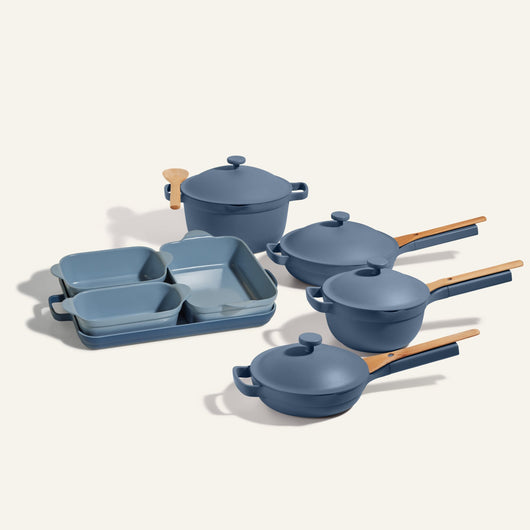 blue ultimate non toxic cookware set - pots and pans set