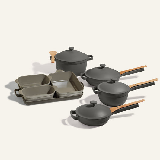black ultimate non toxic cookware set - pots and pans set