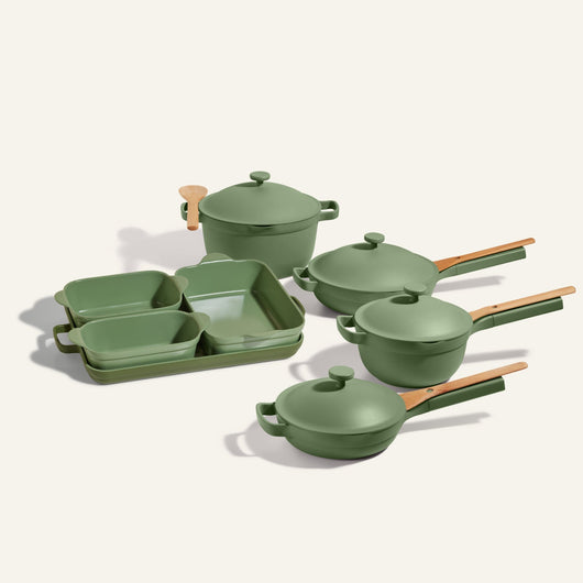 green ultimate non toxic cookware set - pots and pans set